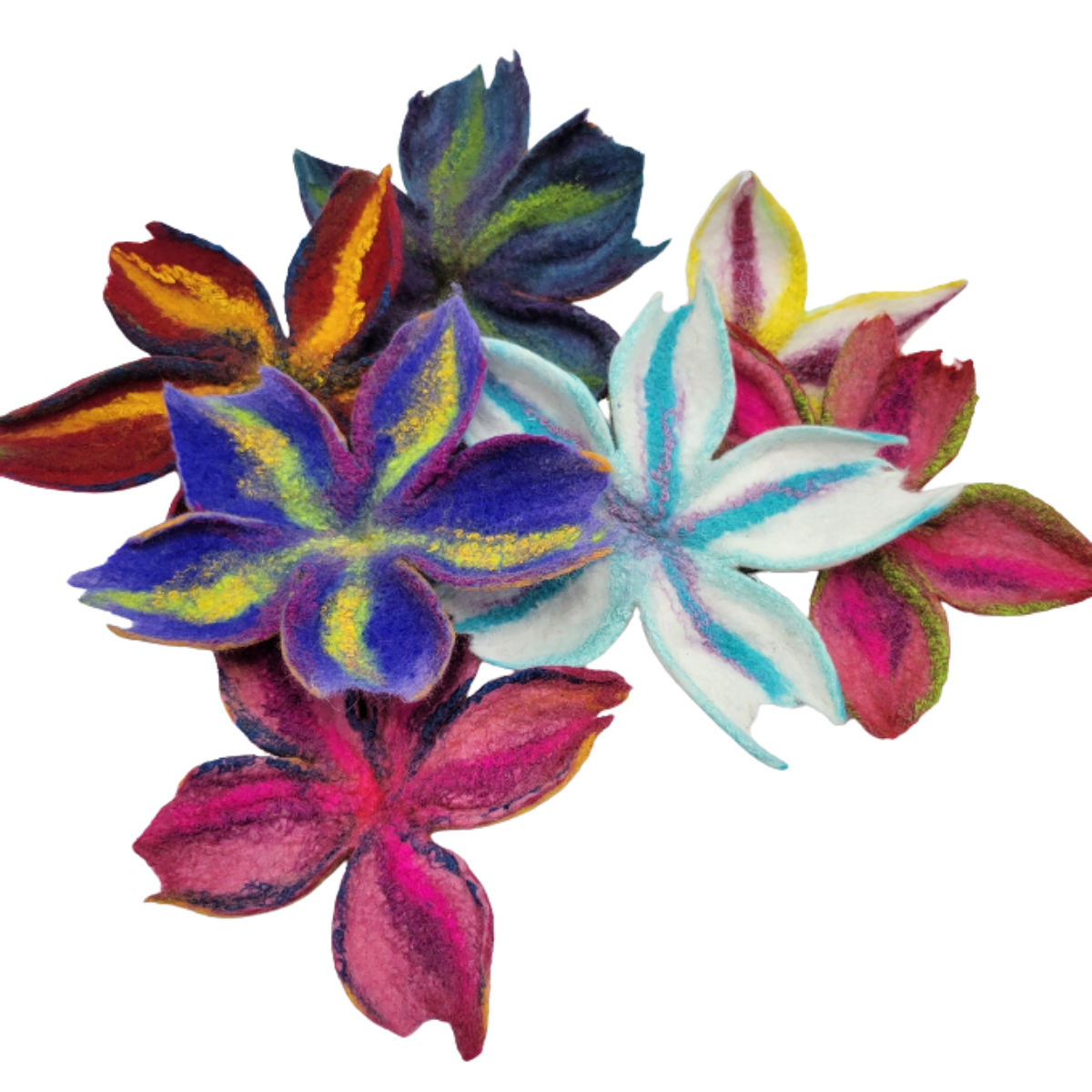 Wet Felted flowers
