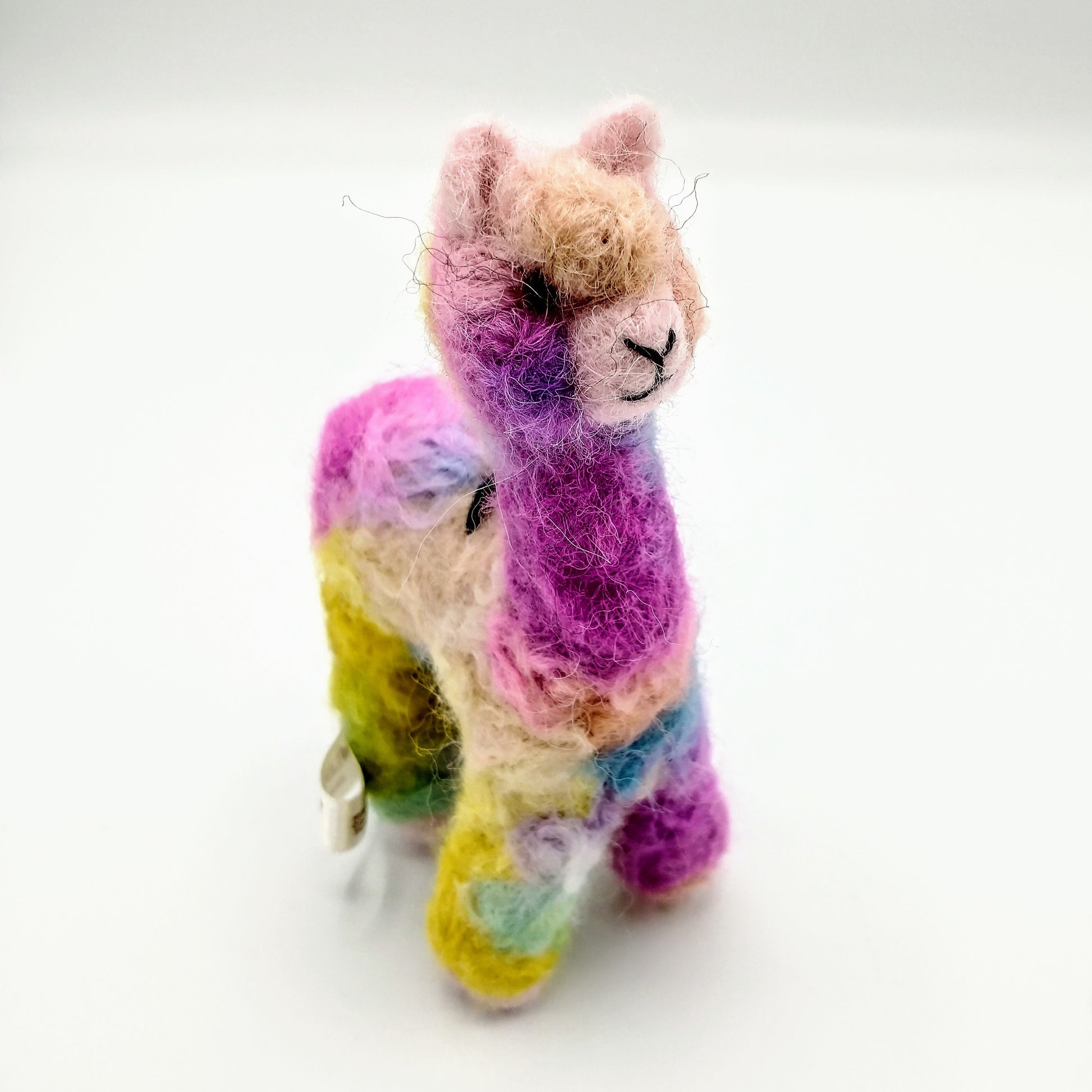 Alpaca Fiber Sculpture in rainbow