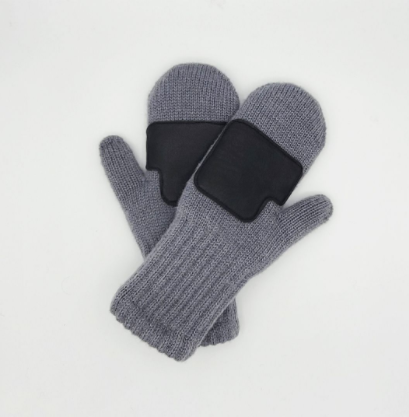 Bold Boucle Lined Mittens Gray