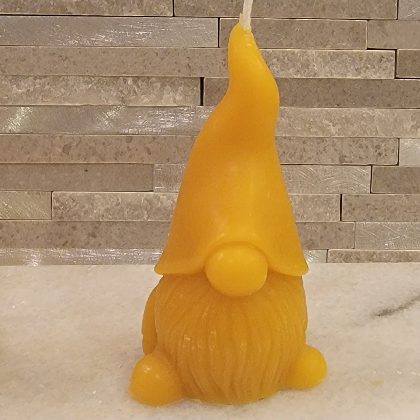 Gnome beeswax candle