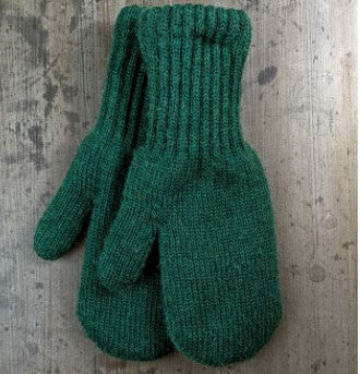 Bold Boucle Lined Mittens Green