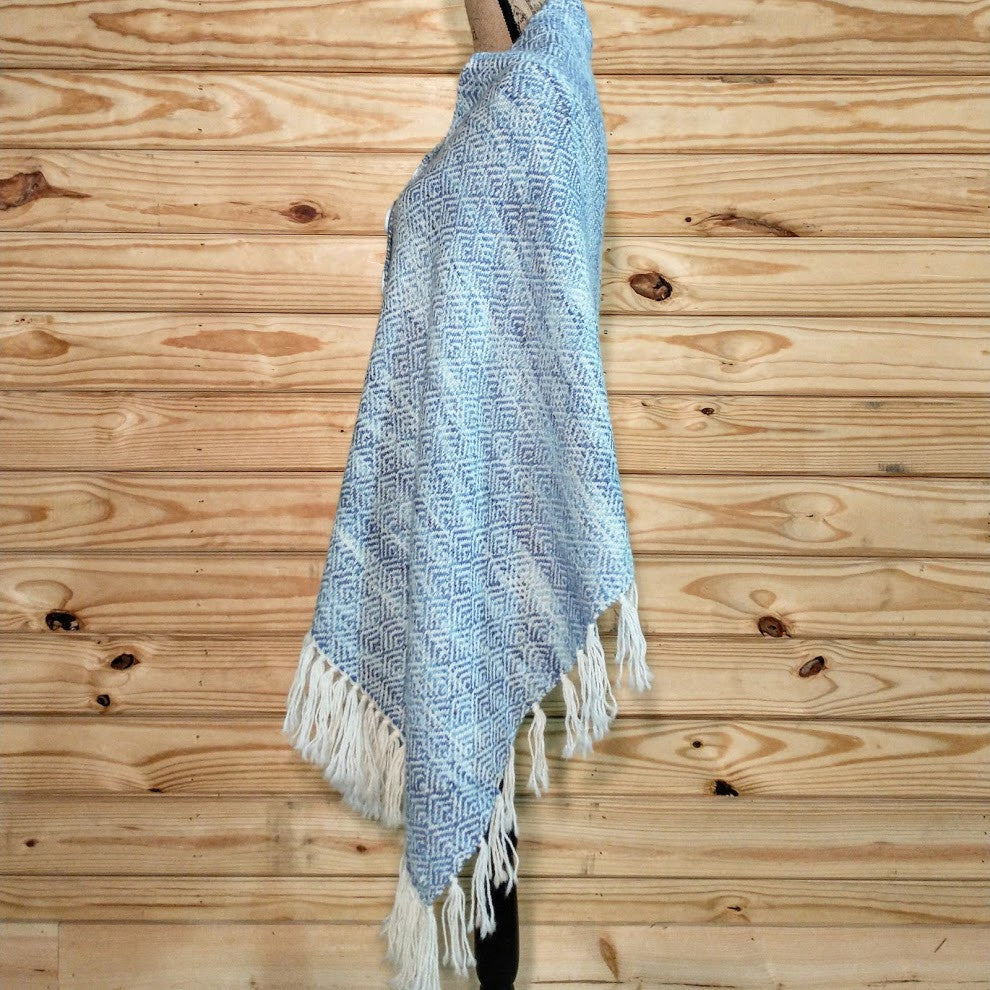 Handmade alpaca shawl Blue