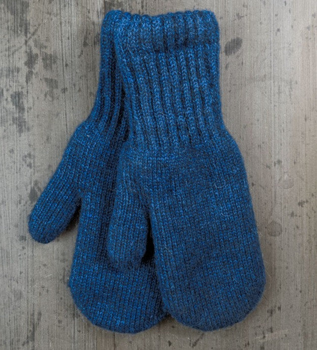 Bold Boucle Lined Mittens Blue