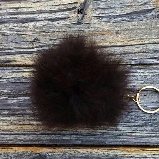 Alpaca Fuzzball Key Chain brown