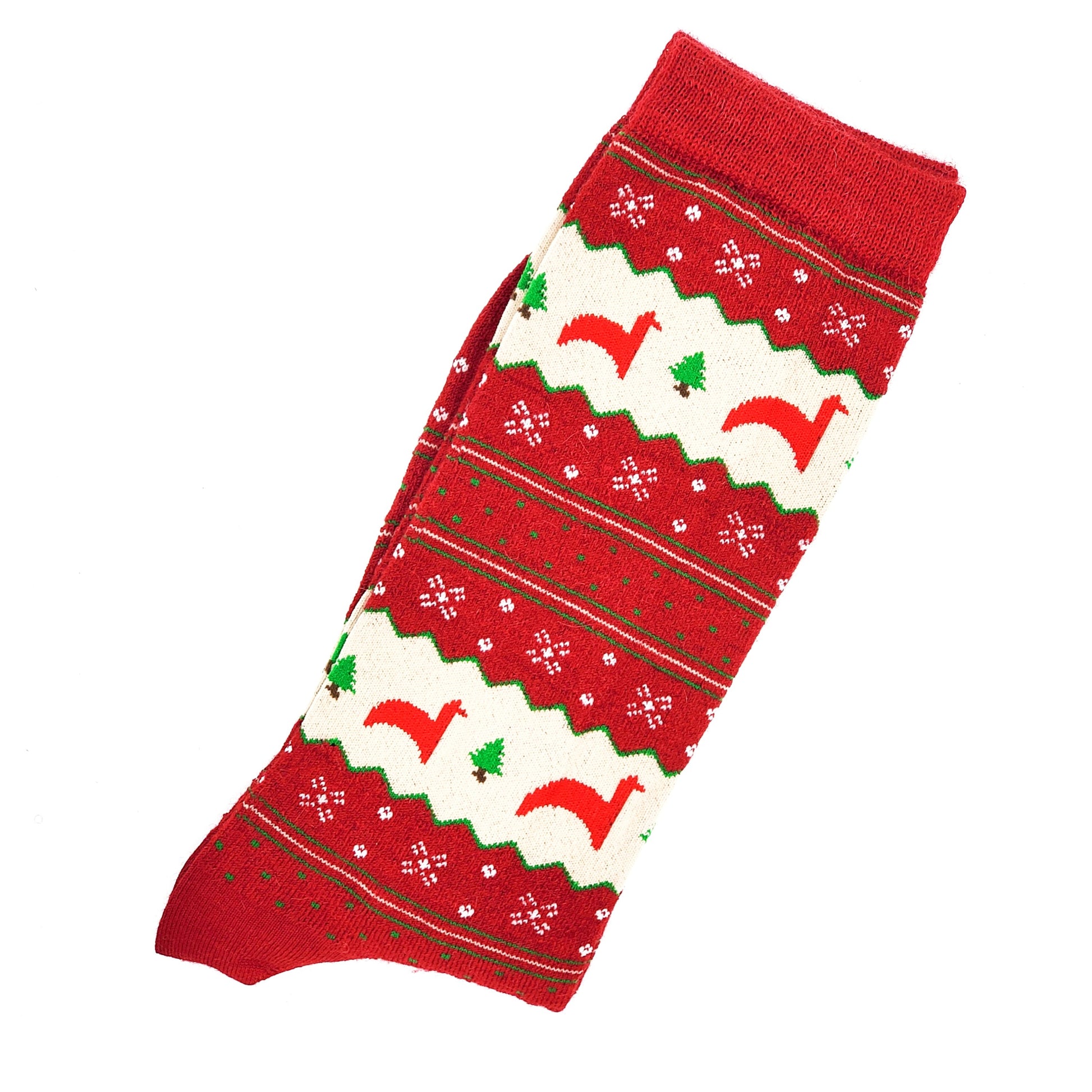 Christmas Print Alpaca Crew Socks
