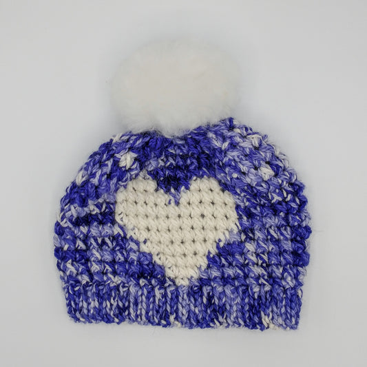 Handmade children's heart hat Blue