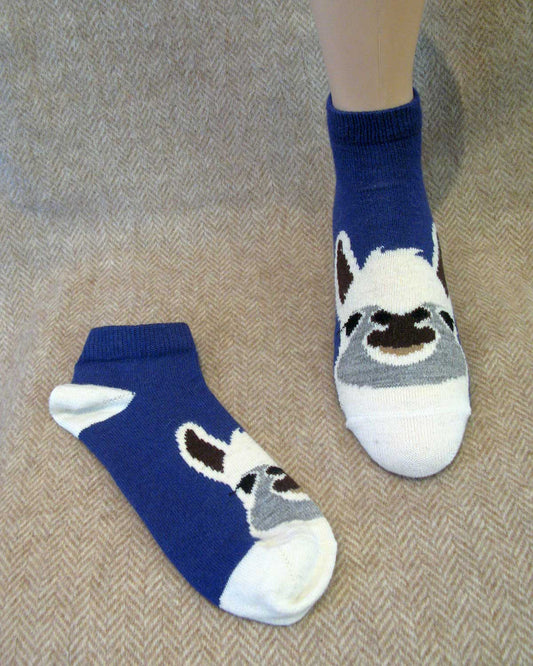 Alpaca Face Socks in blue