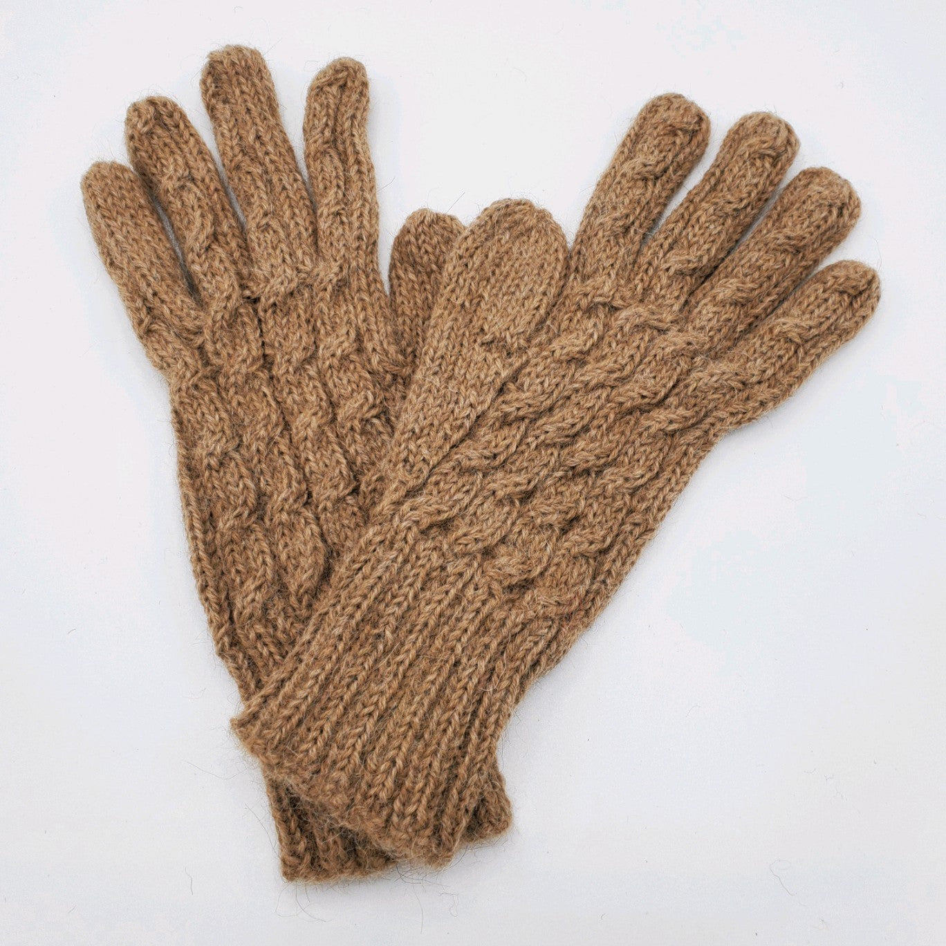 Trenza Cable Alpaca Gloves light brown