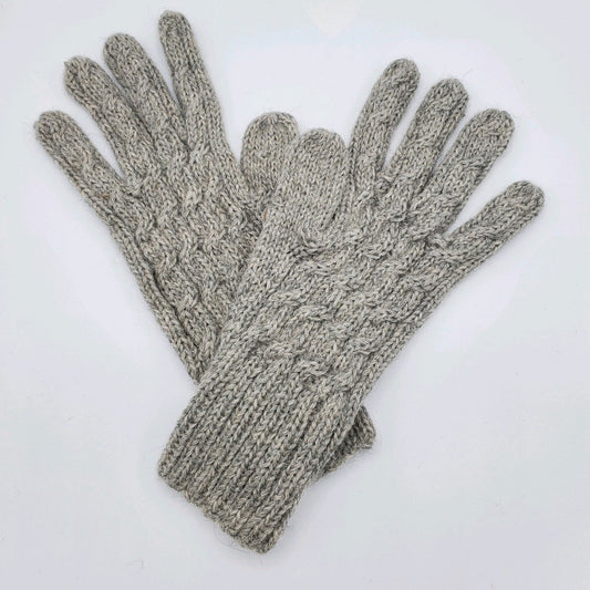 Trenza Cable Alpaca Gloves Grey