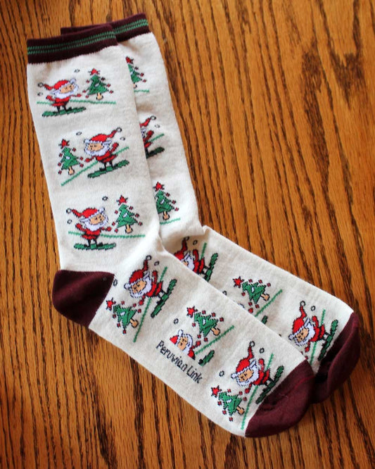 Christmas Print Alpaca Crew Socks