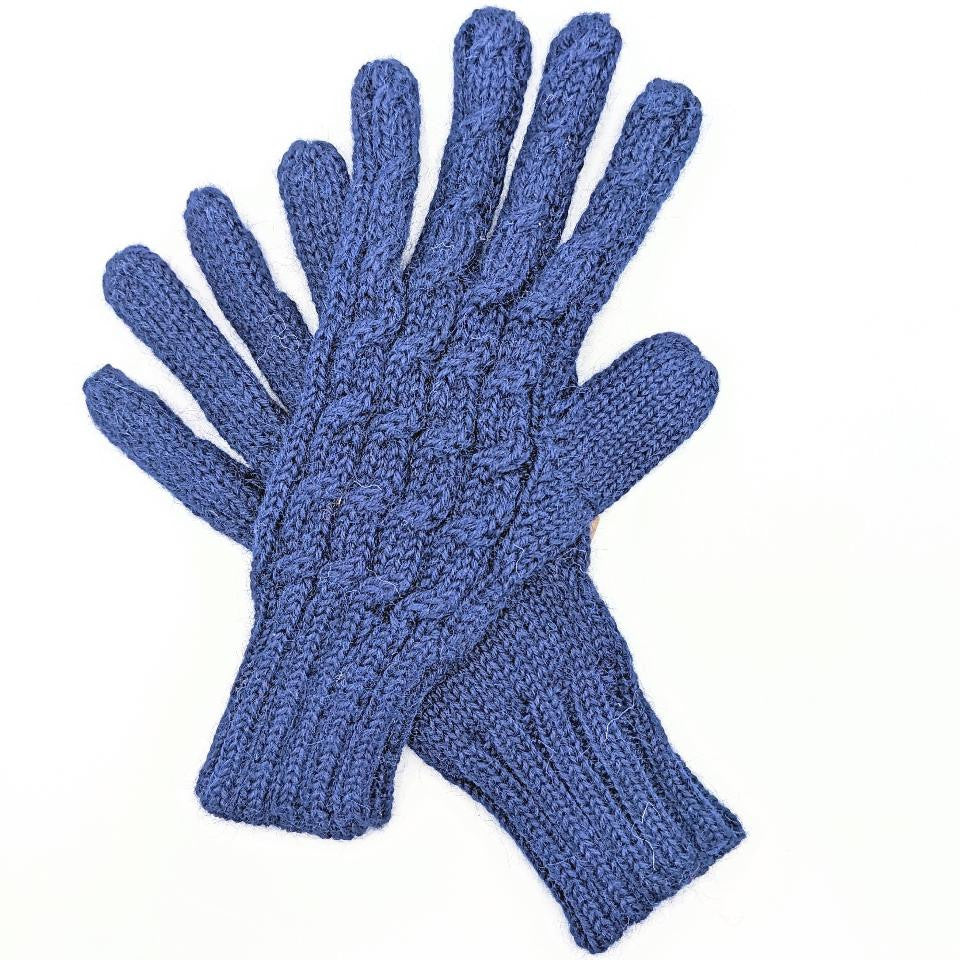 Trenza Cable Alpaca Gloves light blue