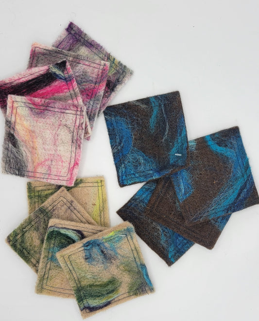 Hand felted hot pad holders and coasters