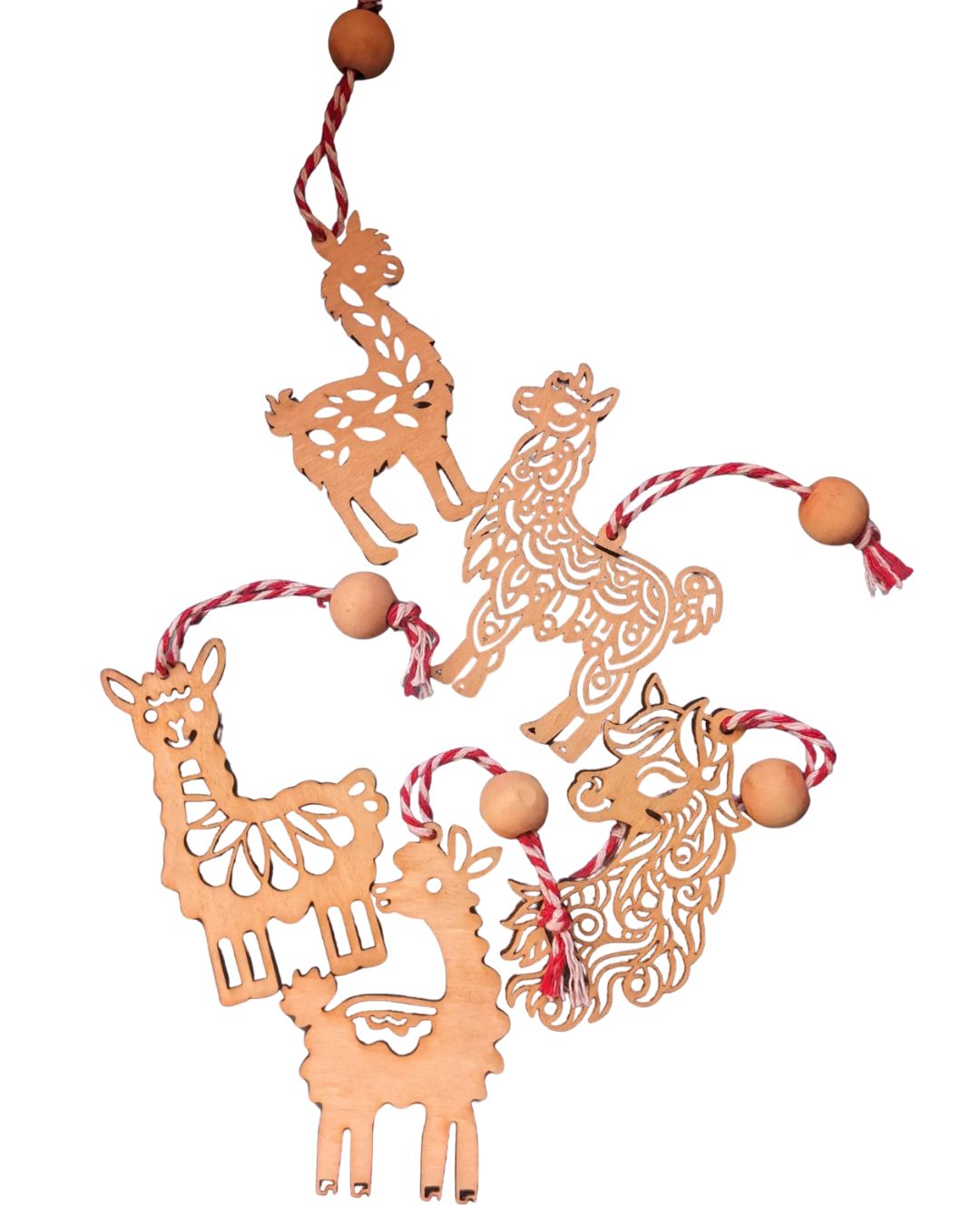 Wooden Alpaca Ornament