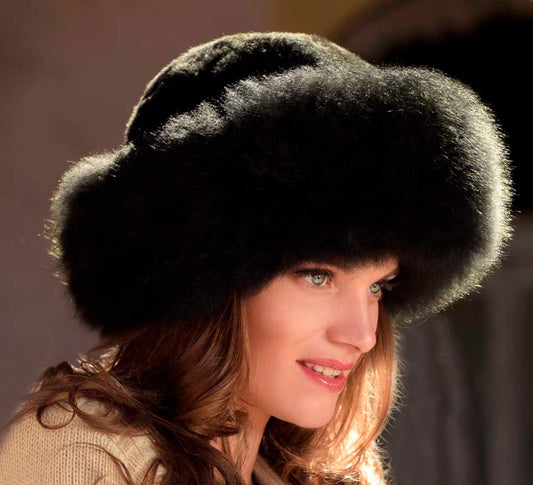 Traditional Fur Hat 100% Baby Alpaca - Black