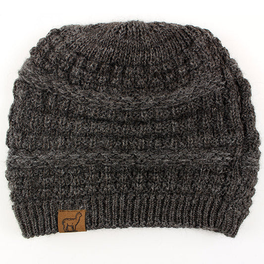 Textured Alpaca Slouch Beanie Brown