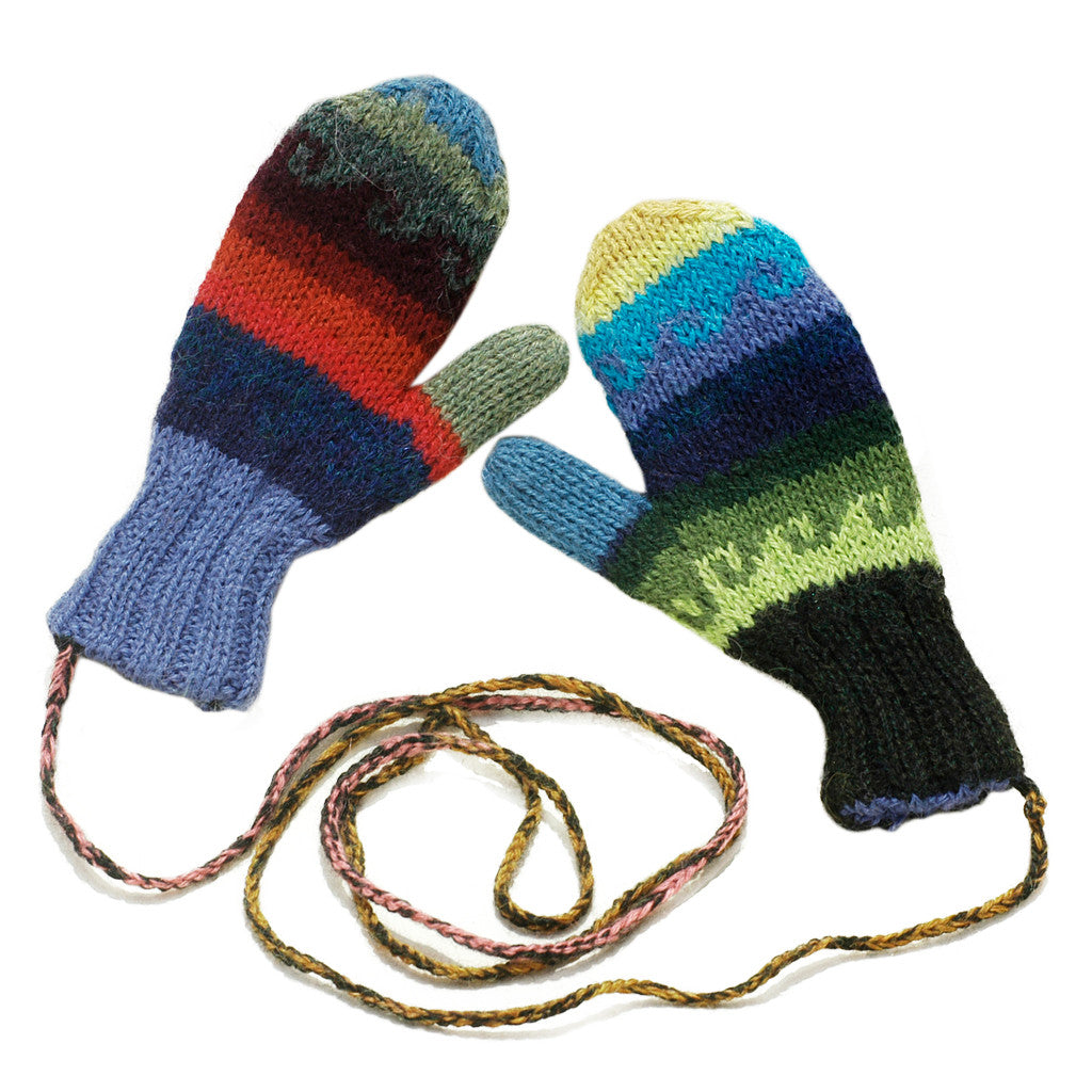 Fiesta Kid Hand Knit Alpaca Reversible Mittens – All Things Sheared
