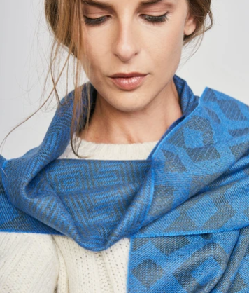 Geometric Print Scarf blue