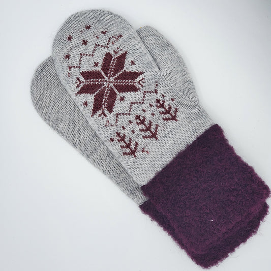 Snowflake Alpaca Mittens purple