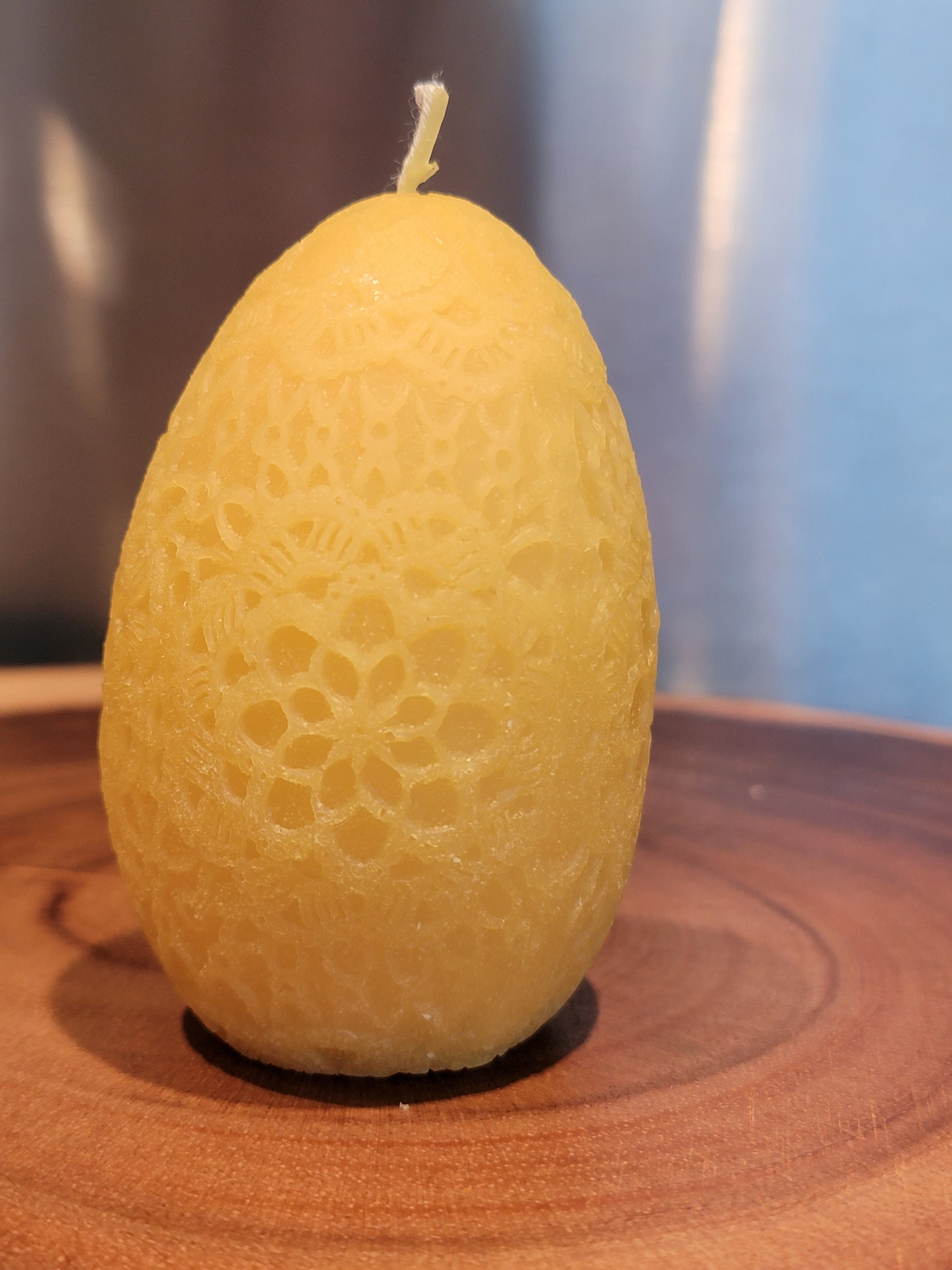 Egg shaped bees wax candle